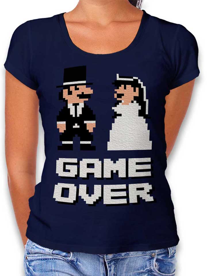 8 Bit Junggesellen Game Over T-Shirt Donna blu-oltemare L