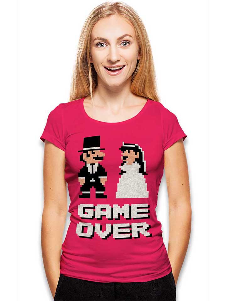 8-bit-junggesellen-game-over-damen-t-shirt fuchsia 2