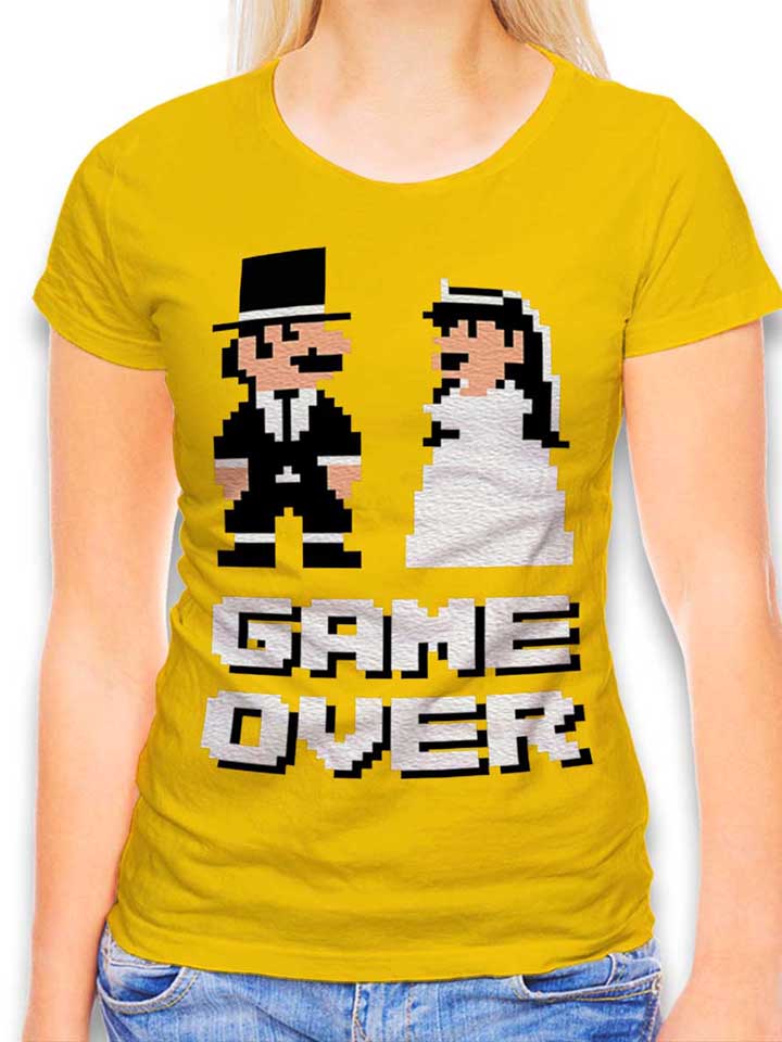 8-bit-junggesellen-game-over-damen-t-shirt gelb 1