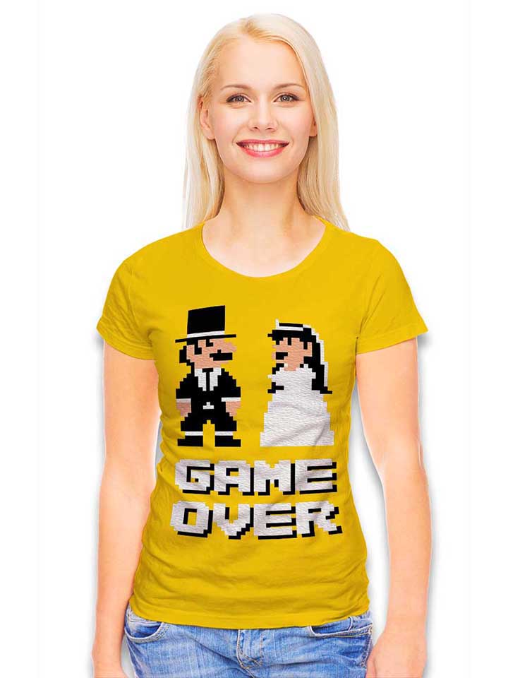 8-bit-junggesellen-game-over-damen-t-shirt gelb 2