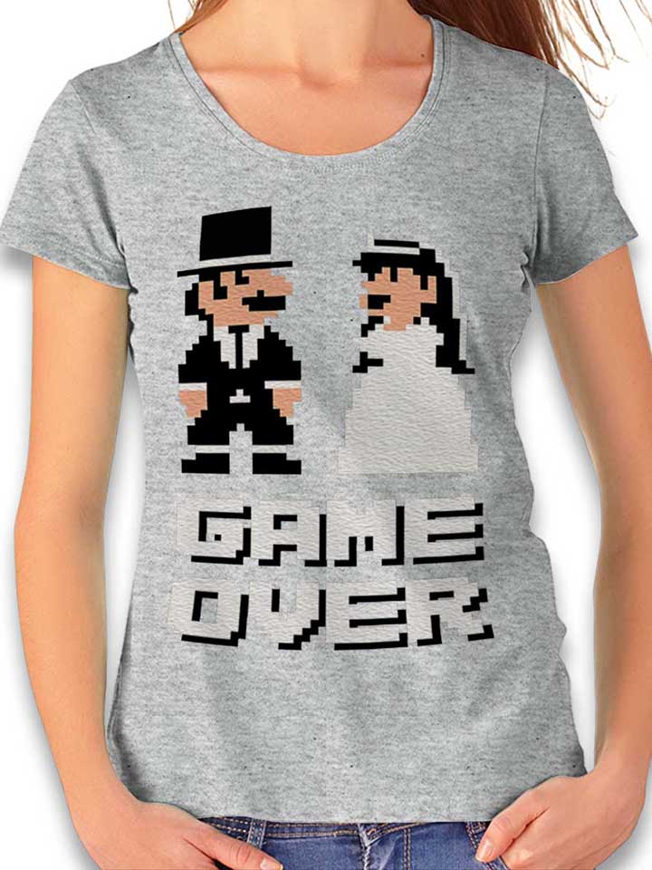 8-bit-junggesellen-game-over-damen-t-shirt grau-meliert 1