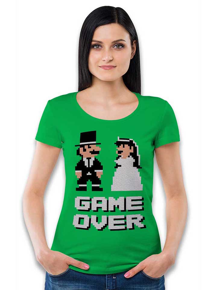 8-bit-junggesellen-game-over-damen-t-shirt gruen 2