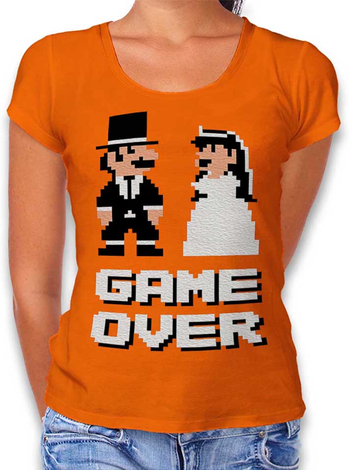 8-bit-junggesellen-game-over-damen-t-shirt orange 1