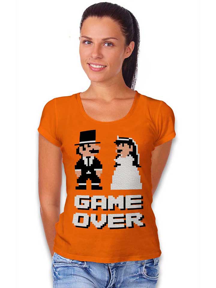 8-bit-junggesellen-game-over-damen-t-shirt orange 2