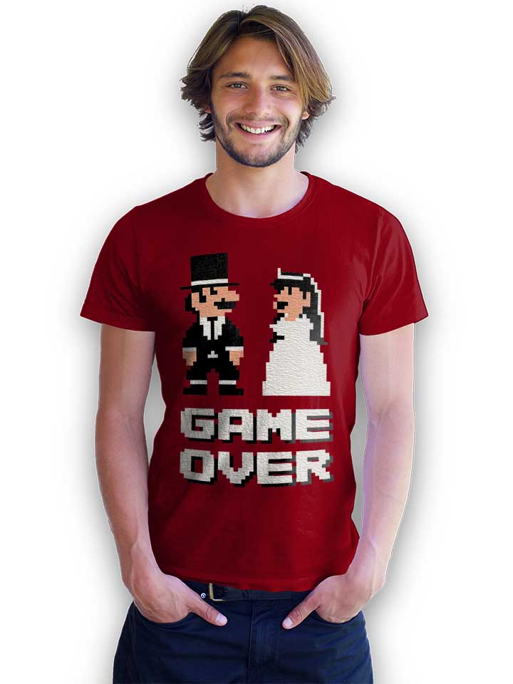 8-bit-junggesellen-game-over-t-shirt bordeaux 2