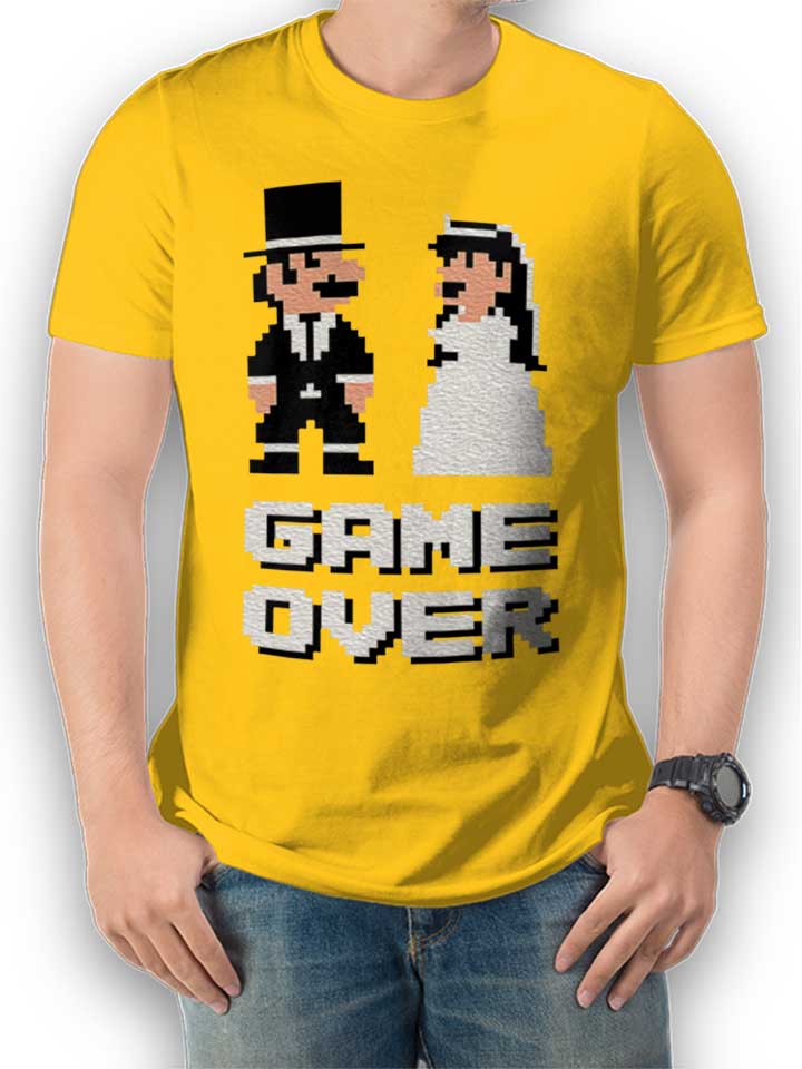 8 Bit Junggesellen Game Over T-Shirt giallo L
