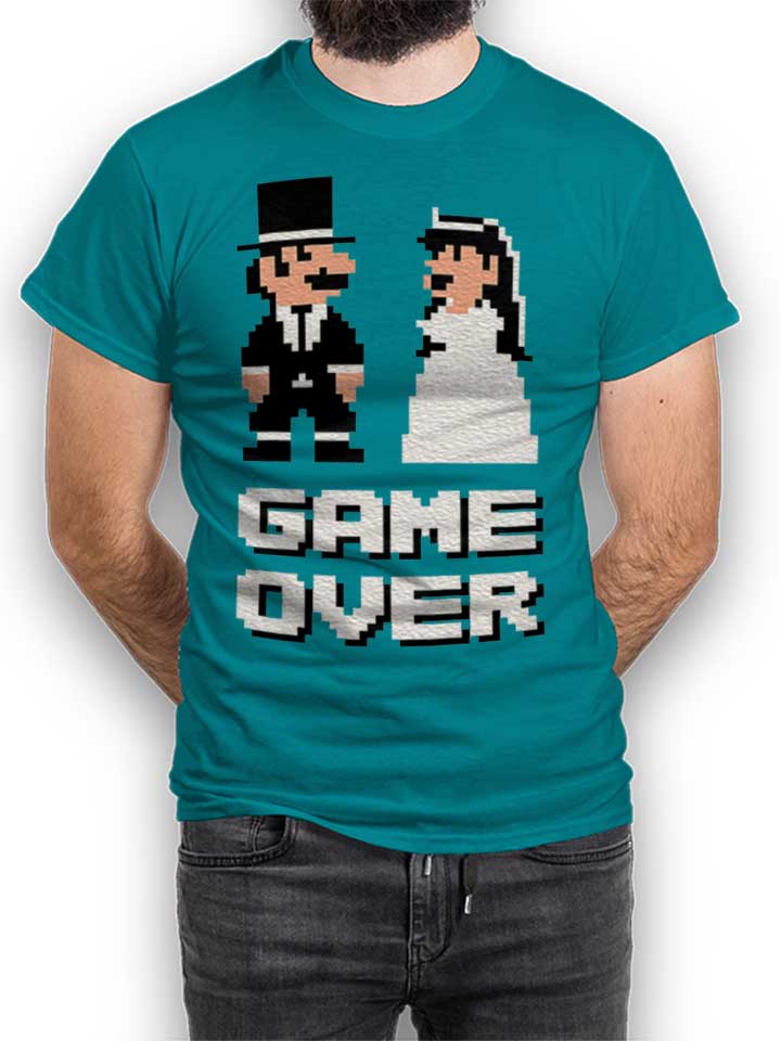 8 Bit Junggesellen Game Over T-Shirt turquoise L