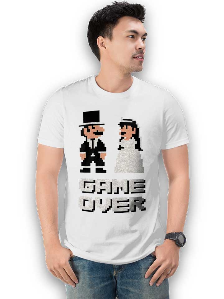 8-bit-junggesellen-game-over-t-shirt weiss 2