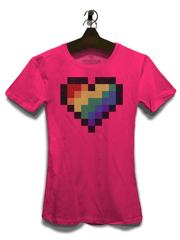 8-bit-rainbow-heart-damen-t-shirt fuchsia 3