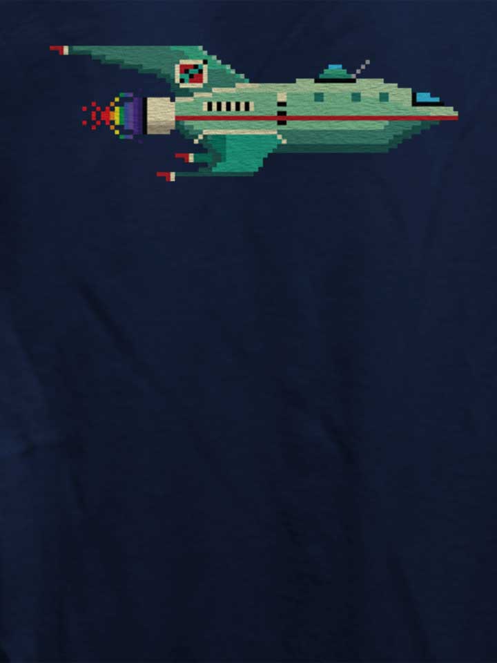 8-bit-roket-ship-damen-t-shirt dunkelblau 4