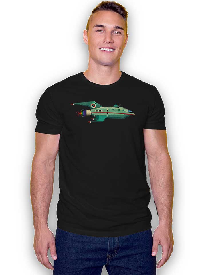 8-bit-roket-ship-t-shirt schwarz 2