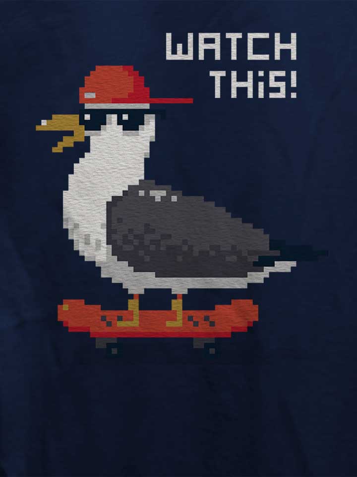 8-bit-skateboard-seagull-damen-t-shirt dunkelblau 4