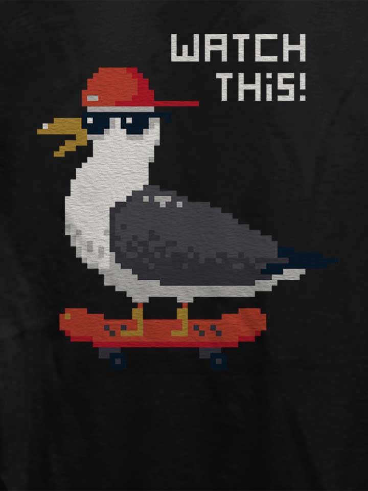 8-bit-skateboard-seagull-damen-t-shirt schwarz 4