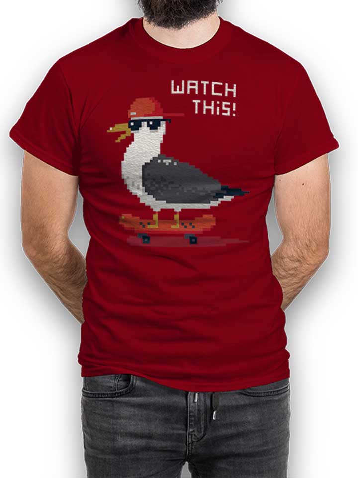 8-bit-skateboard-seagull-t-shirt bordeaux 1