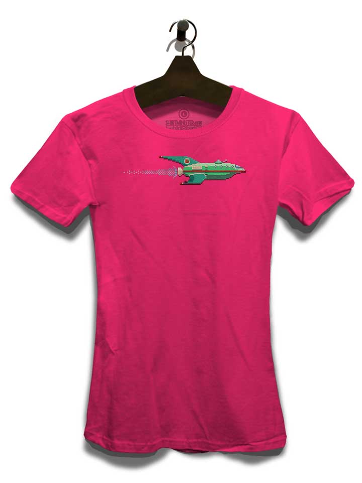 8-bit-spaceship-damen-t-shirt fuchsia 3