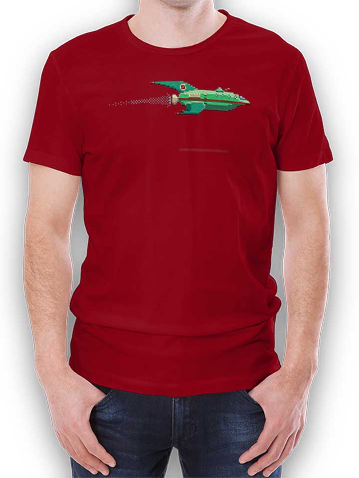 8 Bit Spaceship T-Shirt bordeaux L