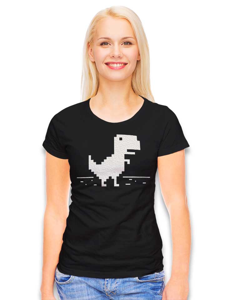 8-bit-t-rex-damen-t-shirt schwarz 2