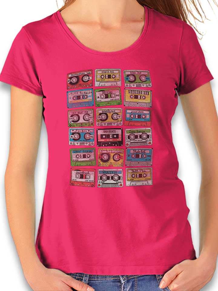 80s-playlist-cassettes-damen-t-shirt fuchsia 1