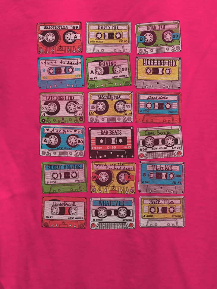 80s-playlist-cassettes-damen-t-shirt fuchsia 4