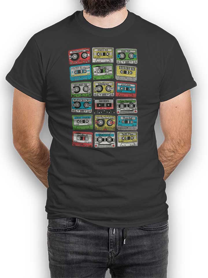 80S Playlist Cassettes Camiseta gris-oscuro L