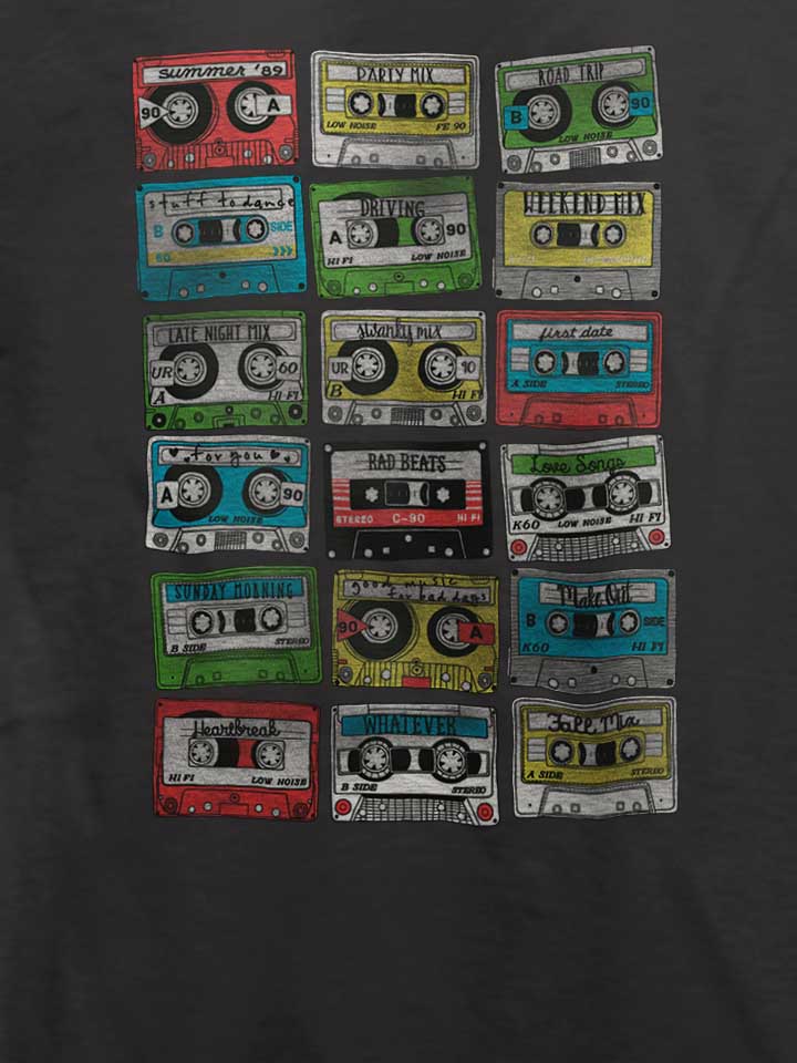 80s-playlist-cassettes-t-shirt dunkelgrau 4