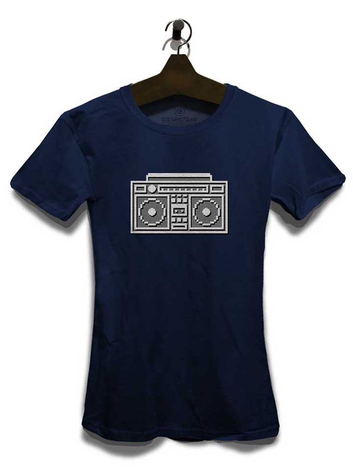 8bit-boombox-damen-t-shirt dunkelblau 3