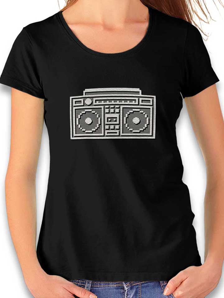 8bit-boombox-damen-t-shirt schwarz 1