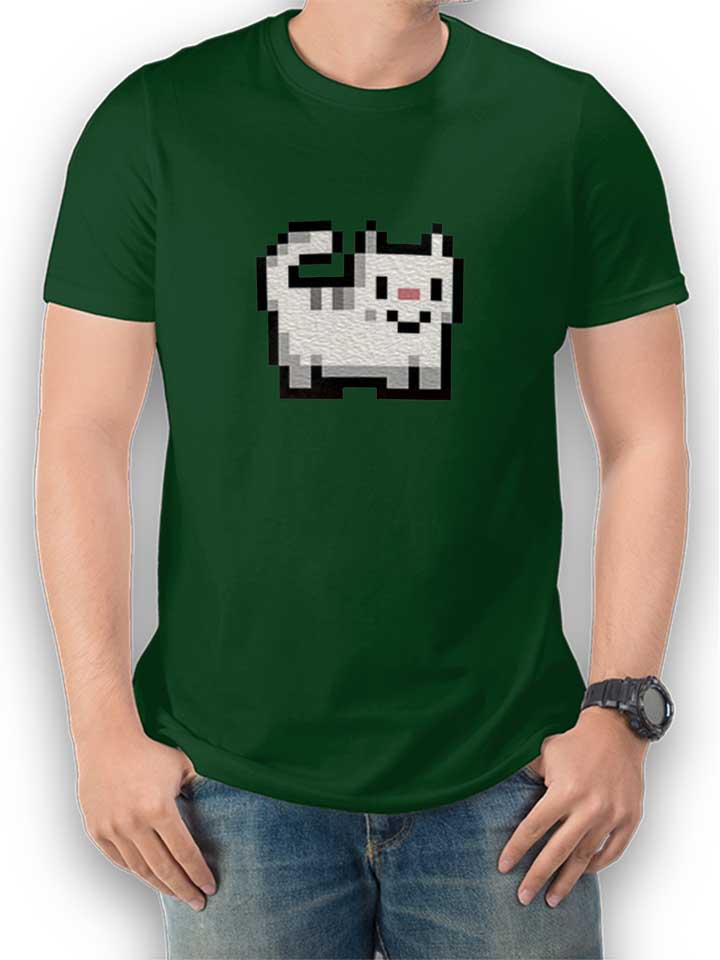 8Bit Cat T-Shirt dunkelgruen L