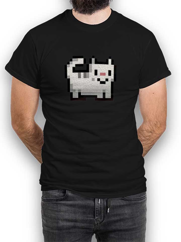 8Bit Cat T-Shirt schwarz L
