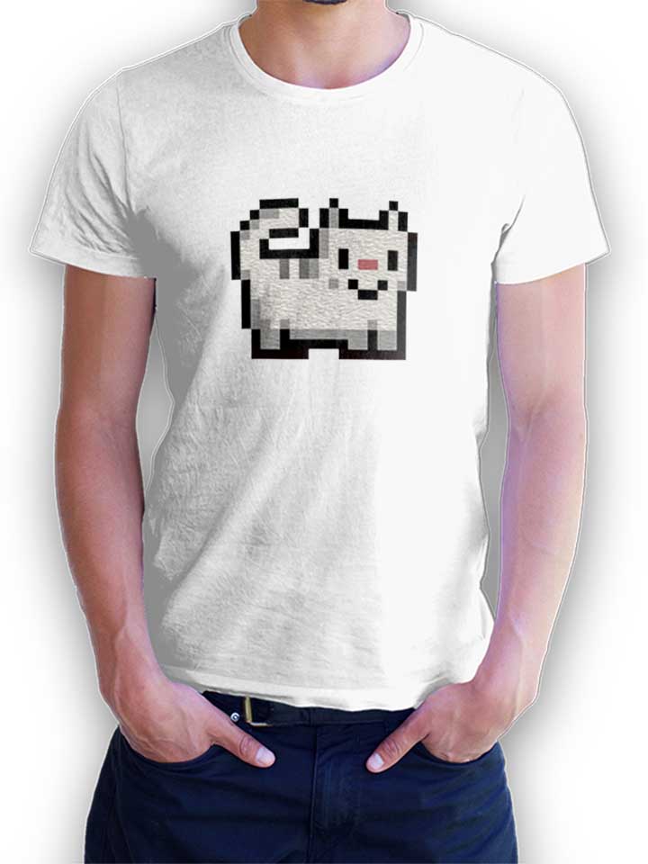 8Bit Cat T-Shirt weiss L