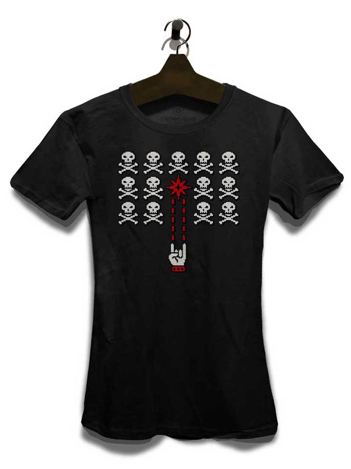 8bit-skull-invaders-damen-t-shirt schwarz 3