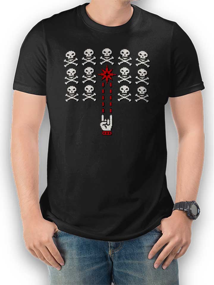 8Bit Skull Invaders T-Shirt schwarz L