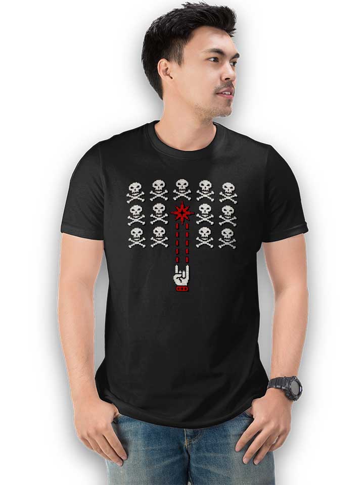 8bit-skull-invaders-t-shirt schwarz 2