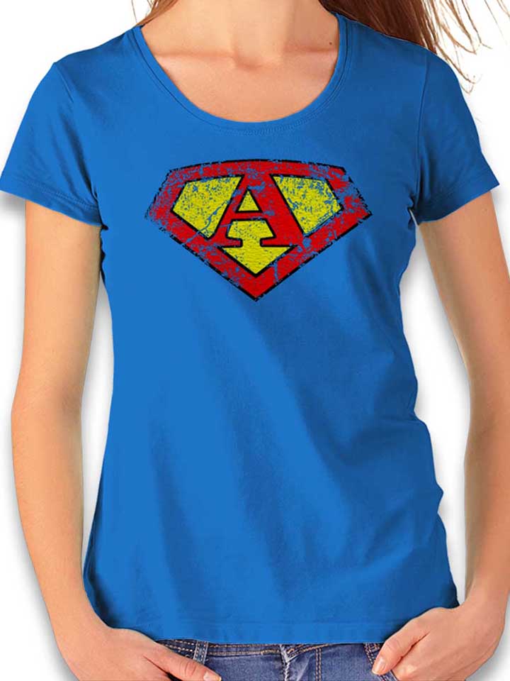 A Buchstabe Logo Vintage Camiseta Mujer azul-real L