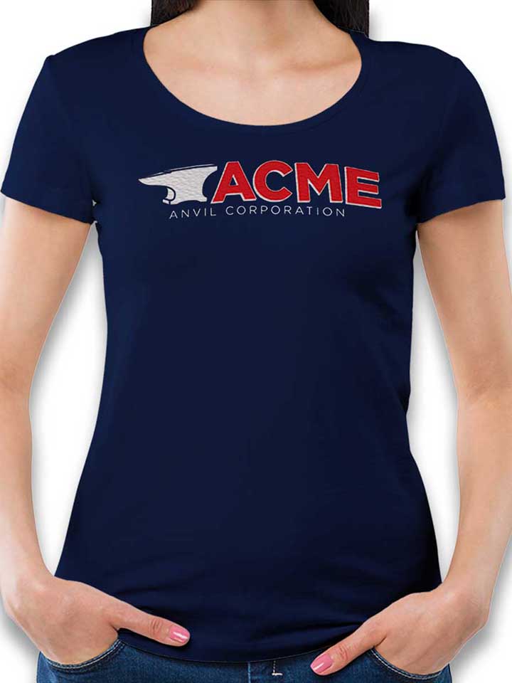 acme-anvil-corporation-damen-t-shirt dunkelblau 1