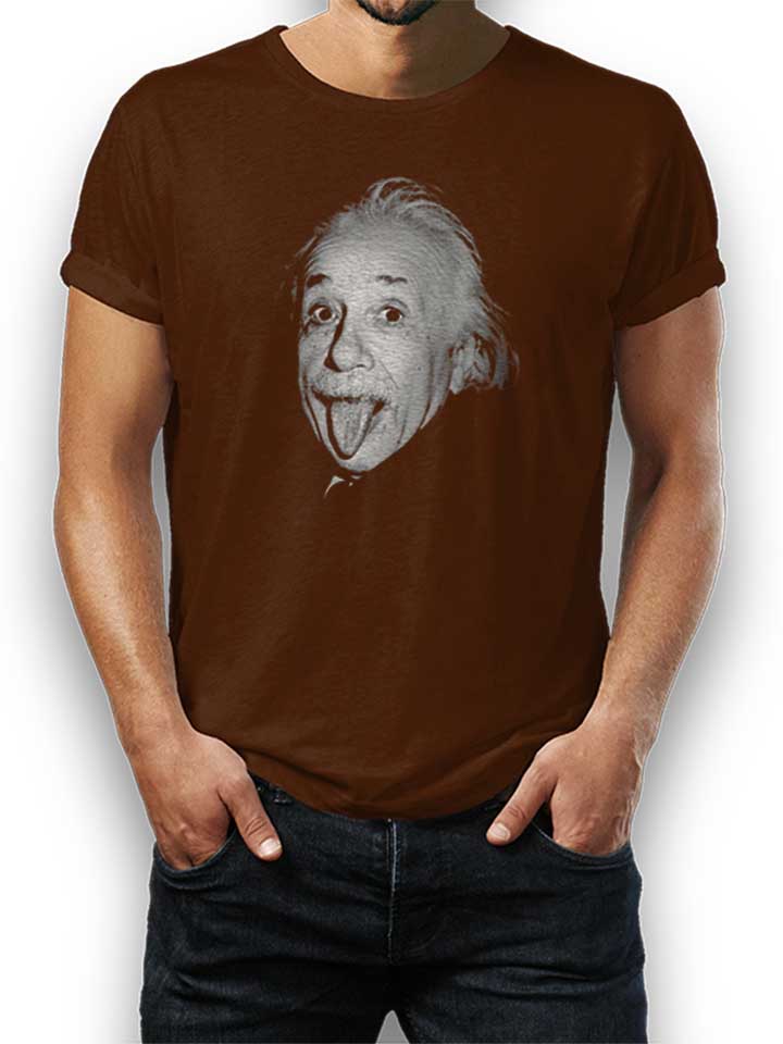 Albert Einstein Genius Tongue T-Shirt brown L