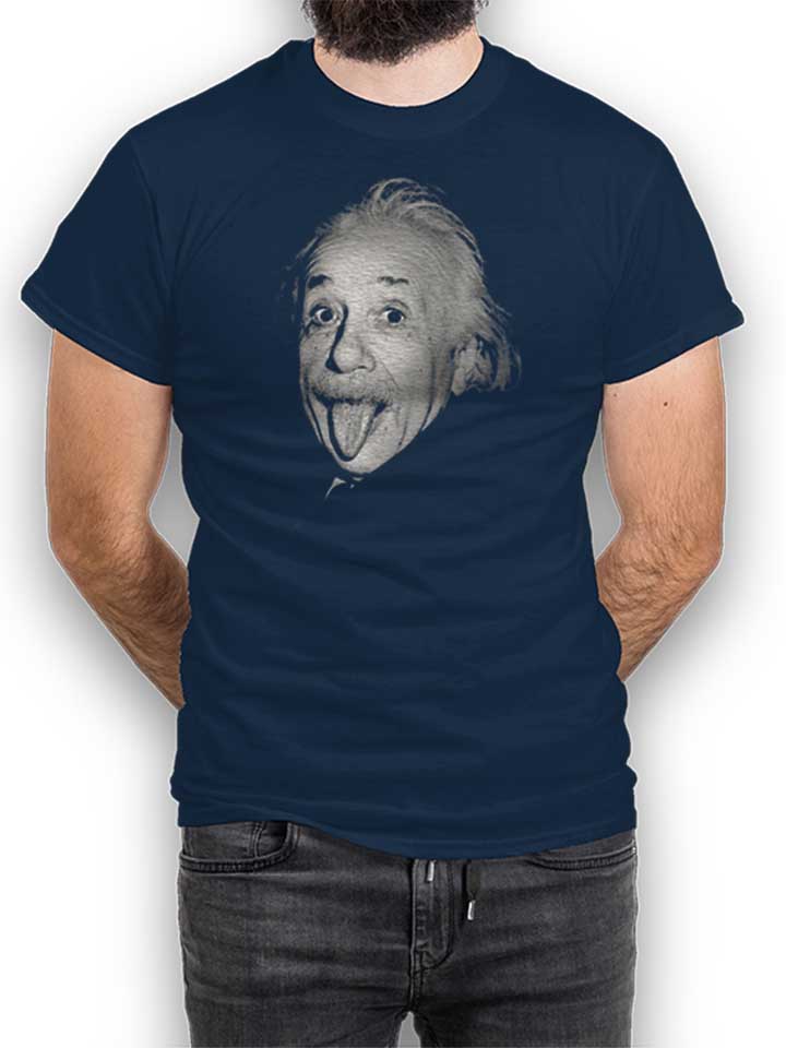 Albert Einstein Genius Tongue T-Shirt navy L