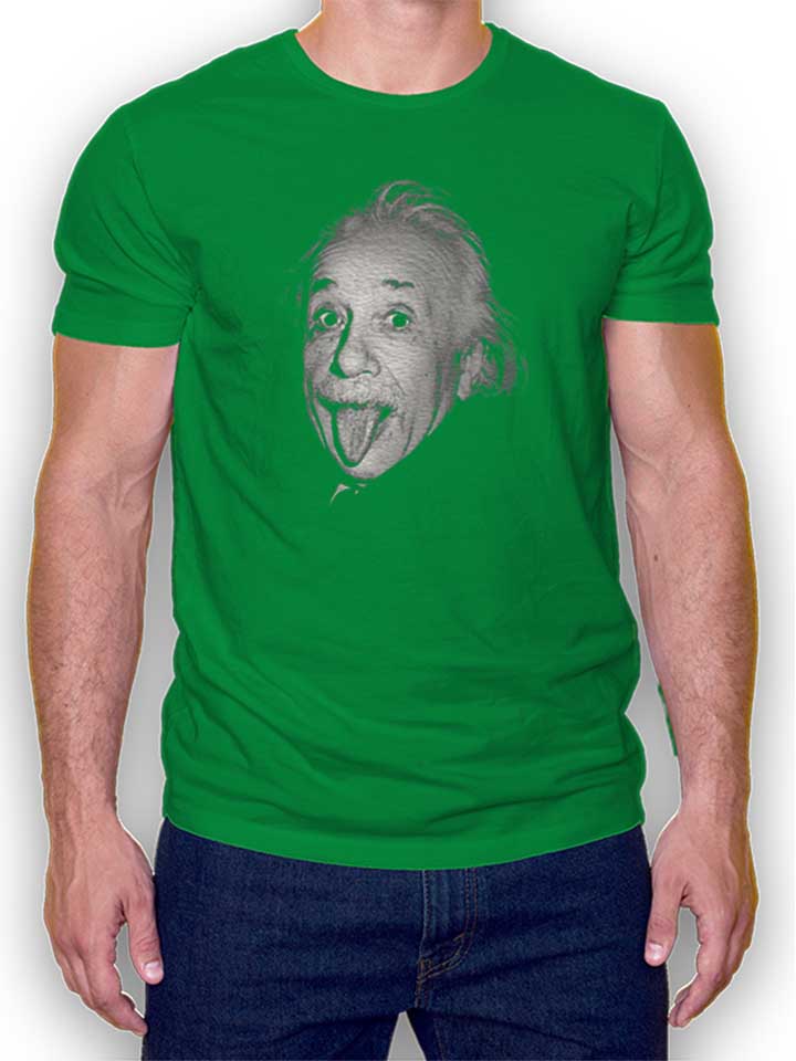 Albert Einstein Genius Tongue T-Shirt green L