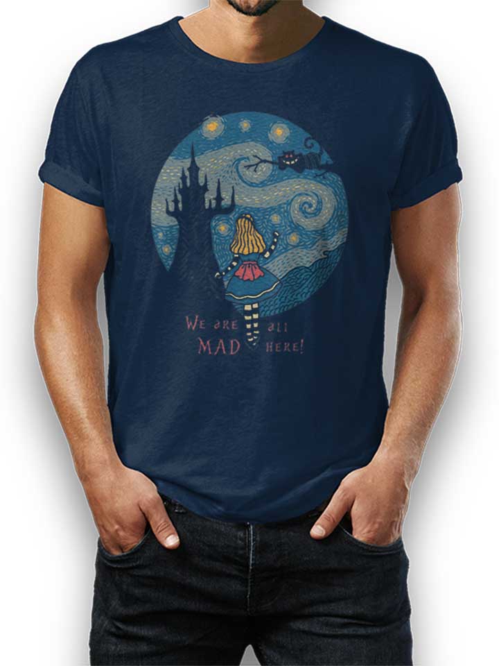 Alice Mad Wonderland Kinder T-Shirt dunkelblau 110 / 116