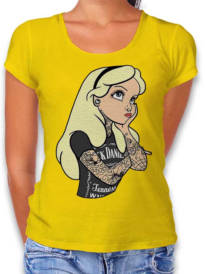Alice Tattoo In Wonderland Damen T-Shirt gelb L