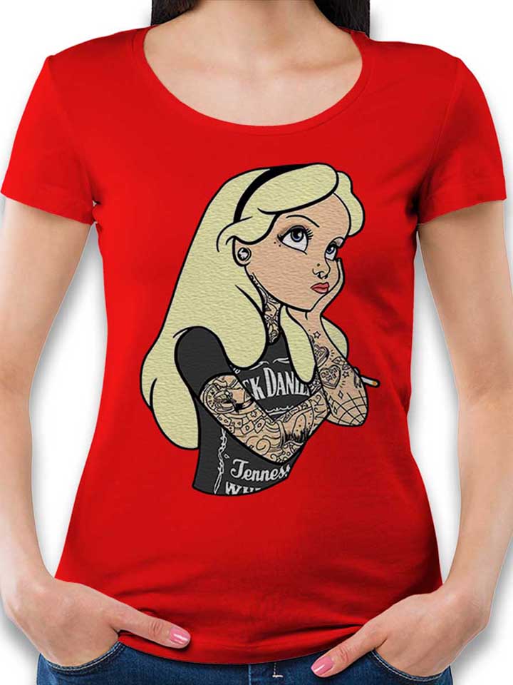 Alice Tattoo In Wonderland Camiseta Mujer rojo L