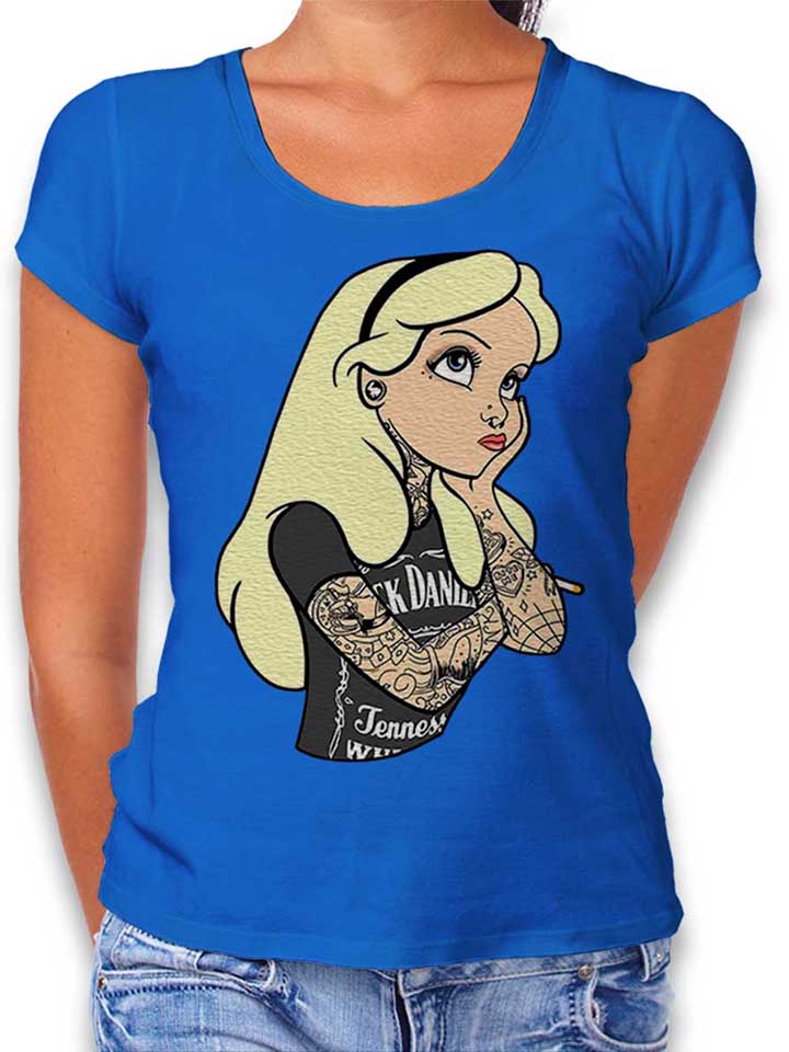 Alice Tattoo In Wonderland Damen T-Shirt royal L