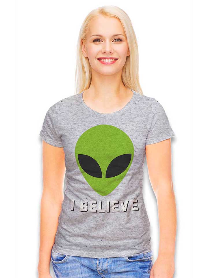 alien-i-believe-damen-t-shirt grau-meliert 2