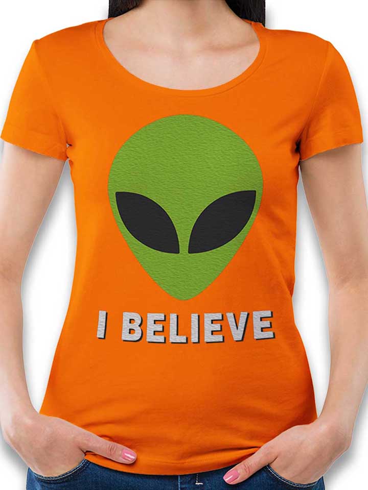 alien-i-believe-damen-t-shirt orange 1