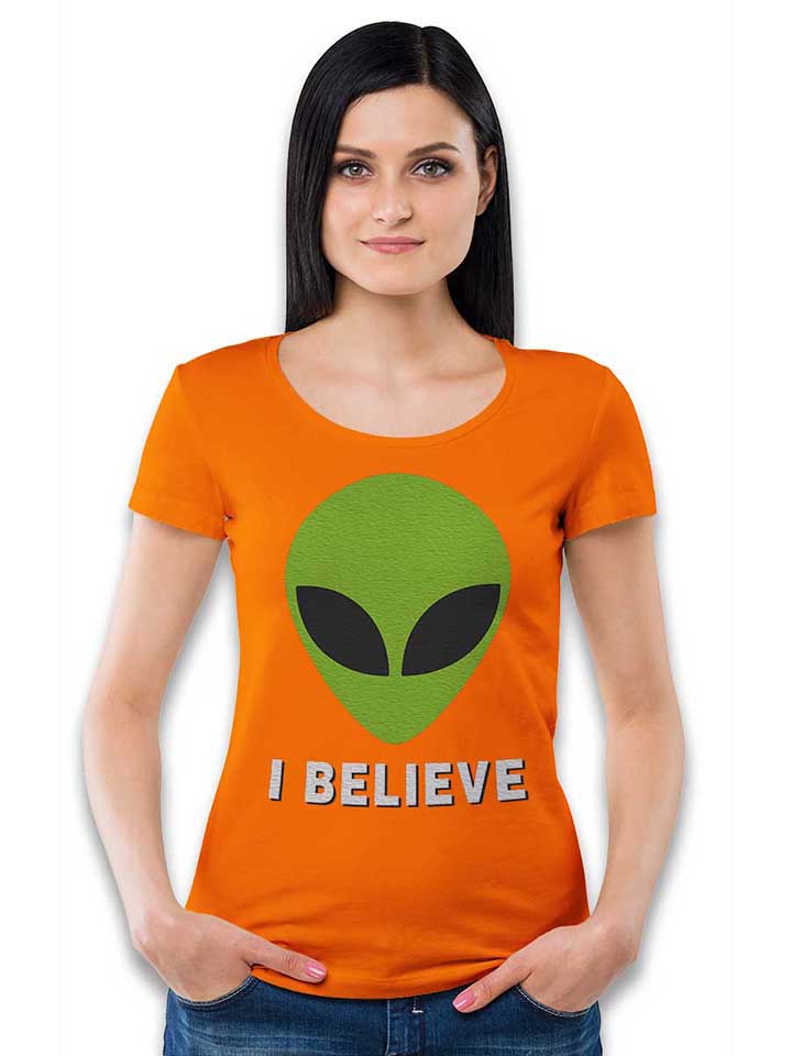 alien-i-believe-damen-t-shirt orange 2