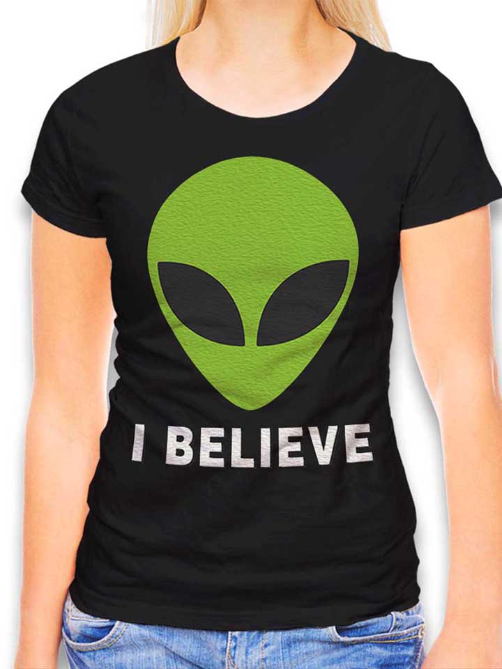 Alien I Believe Damen T-Shirt schwarz L