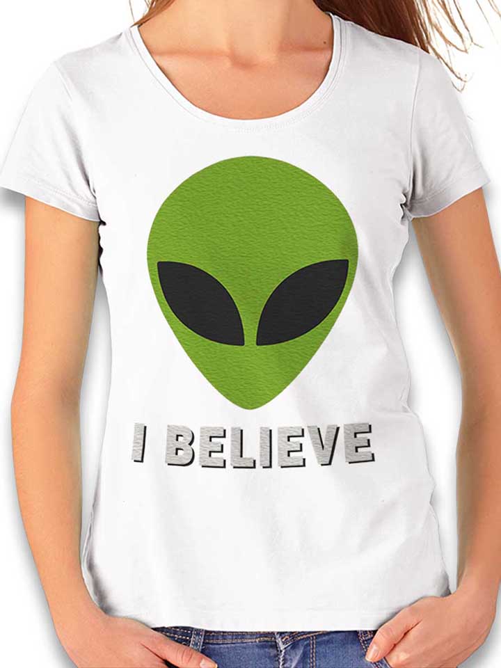 Alien I Believe Womens T-Shirt white L