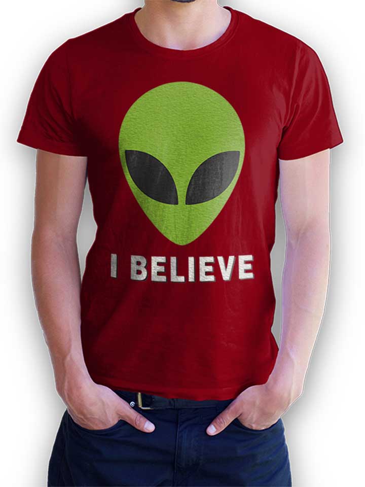 alien-i-believe-t-shirt bordeaux 1