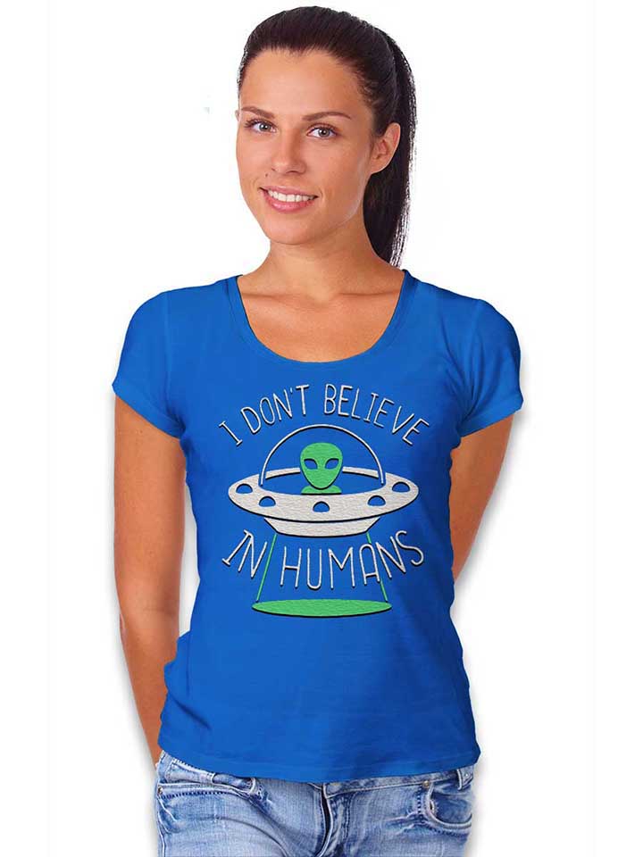 alien-i-dont-belive-in-humans-damen-t-shirt royal 2