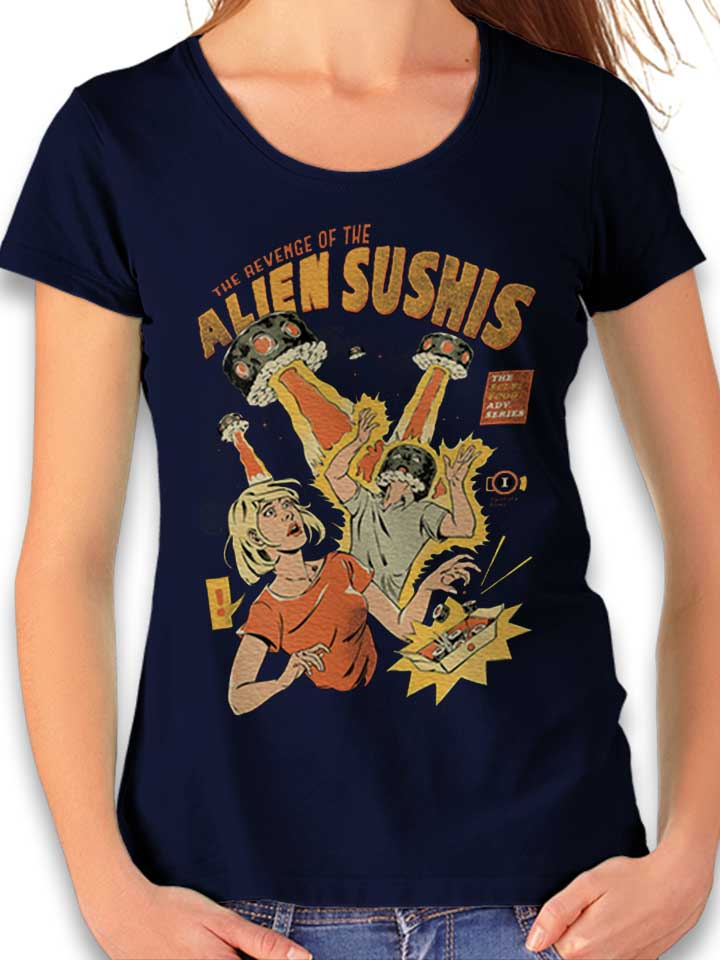 Alien Sushis Damen T-Shirt dunkelblau L